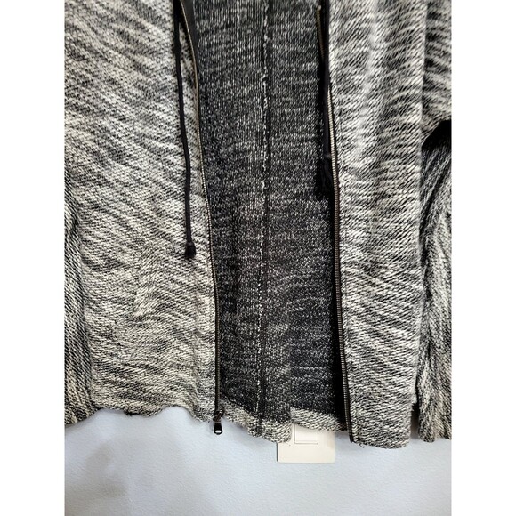 American Eagle Black White Marled Full-Zip Knit Hoodie Jacket Y2K Baja Surf XS - Picture 8 of 12